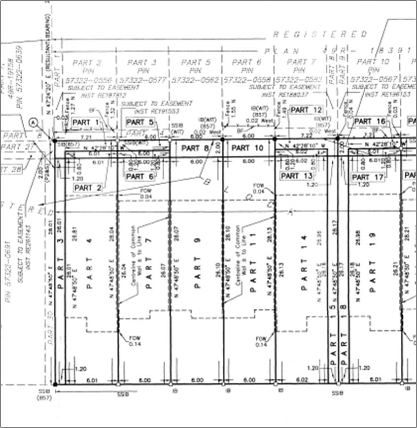 Easement Map of Parts 12,13 and 15 on Plan 49R-19602